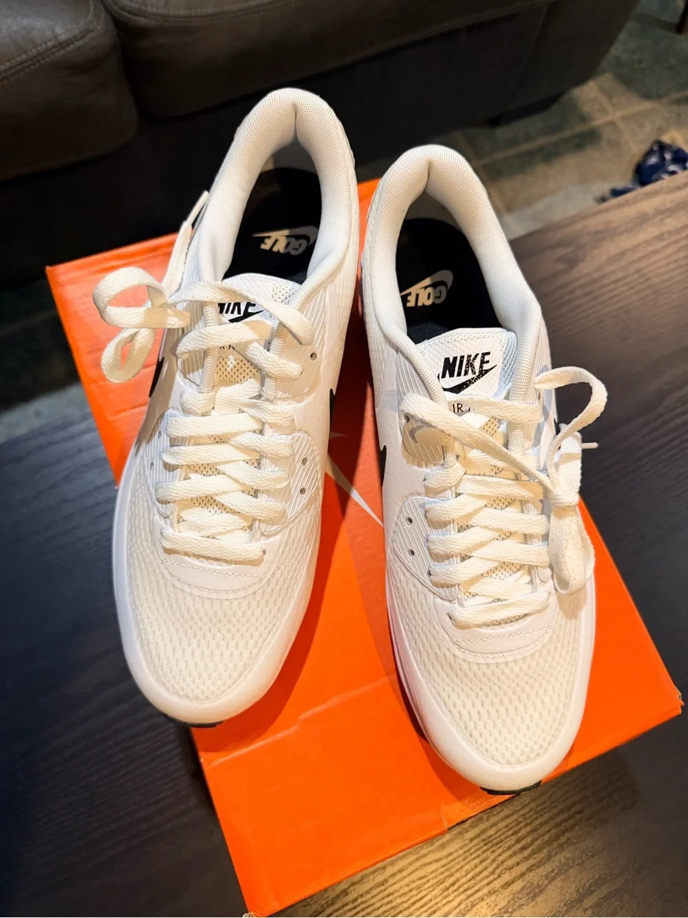 10.5 Nike Air Max Men’s Gold Sneakers in White/Black NWT